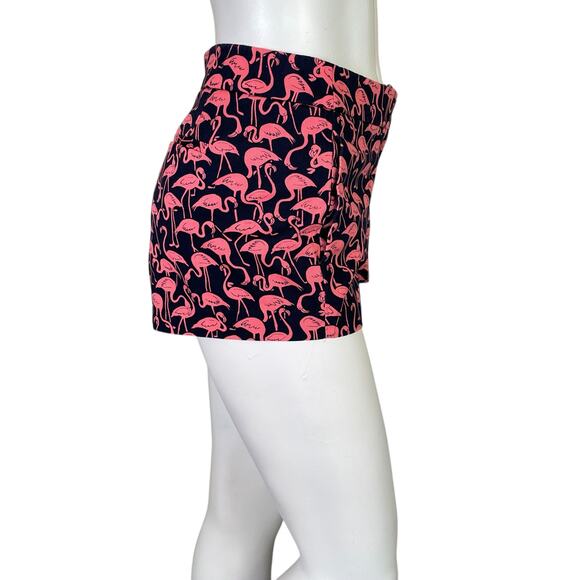 J. Crew | Women's Navy Blue and Hot Pink Flamingo Print Chino Shorts | Size: 4 - Picture 4 of 9